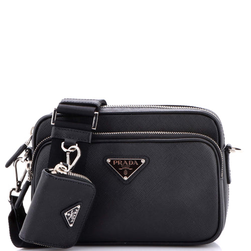 PRADA Front Pocket Camera Bag Saffiano Leather Small