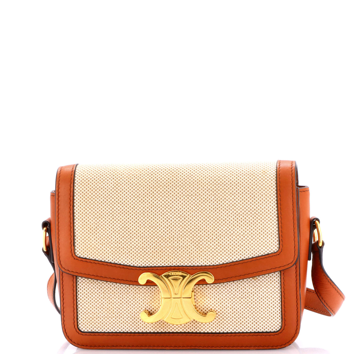 Celine CELINE Triomphe Shoulder Bag Canvas with Leather Teen
