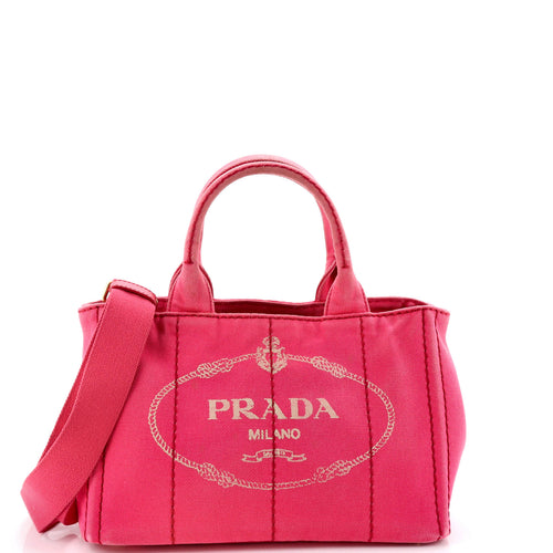 PRADA Canapa Convertible Tote Canvas Mini