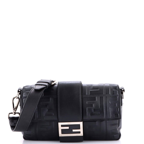 FENDI Baguette Convertible Belt Bag Zucca Embossed Leather Medium