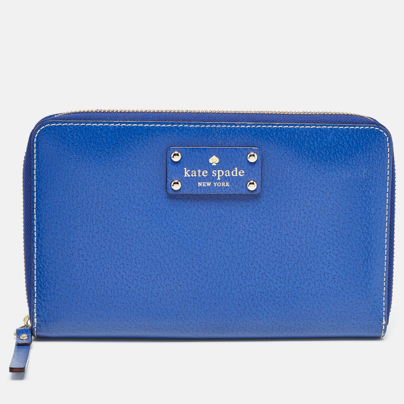 Kate Spade Blue Leather Zip Organizer Clutch