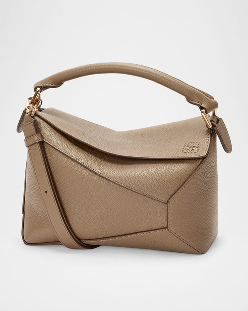 Puzzle Edge Small Top-Handle Bag in Grain Leather