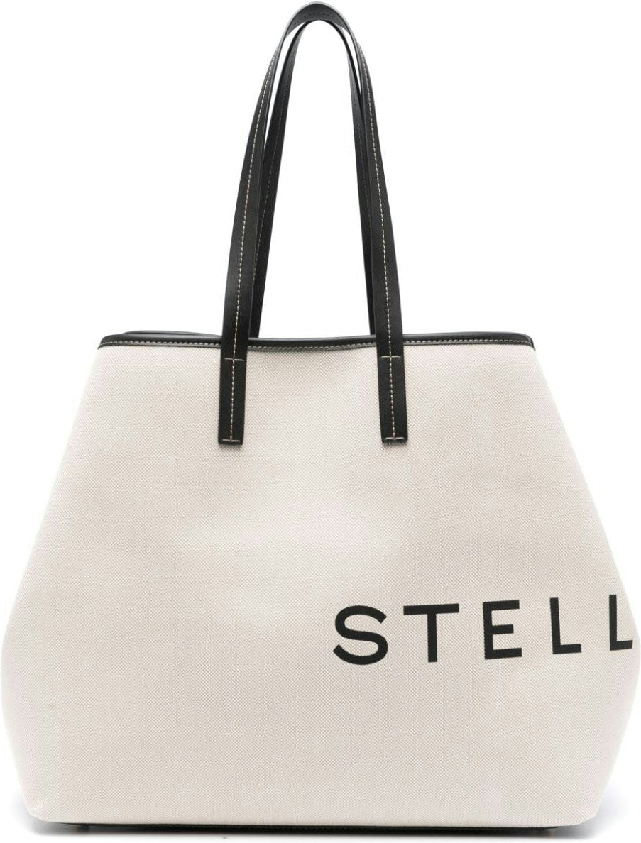 Stella Mccartney Women's Logo Canvas Beach Tote Bag in Beige | Size UNI | 7B0063WP02219043