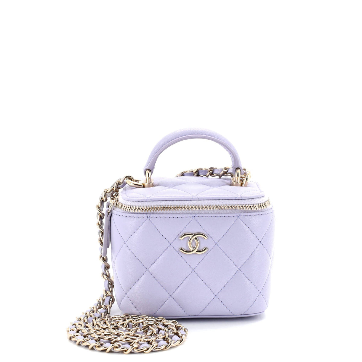 Chanel CHANEL Classic Top Handle Vanity Case with Chain Quilted Lambskin Mini