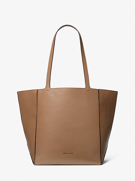 Michael Kors MK Jordi Large Leather Tote Bag - Brown - Michael Kors