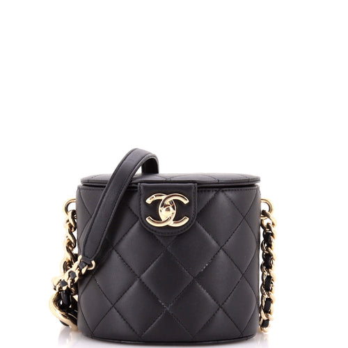 CHANEL Resin Elegant Chain Tubular Vanity Case Quilted Lambskin Small