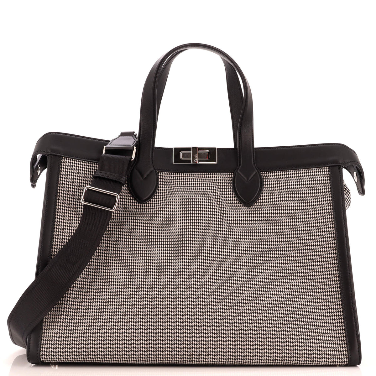 Fendi FENDI Peekaboo ISeeU Forty8 Handbag Houndstooth Wool