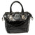 Black Coated Canvas and Leather Dialux Snow Glam Boston Bag