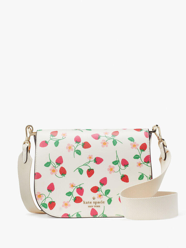 Kate Spade Au Madison Strawberry Vine Printed Saddle Bag