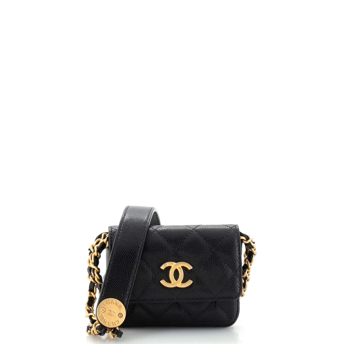 Chanel CHANEL Twist Your Buttons Flap Belt Bag Quilted Caviar