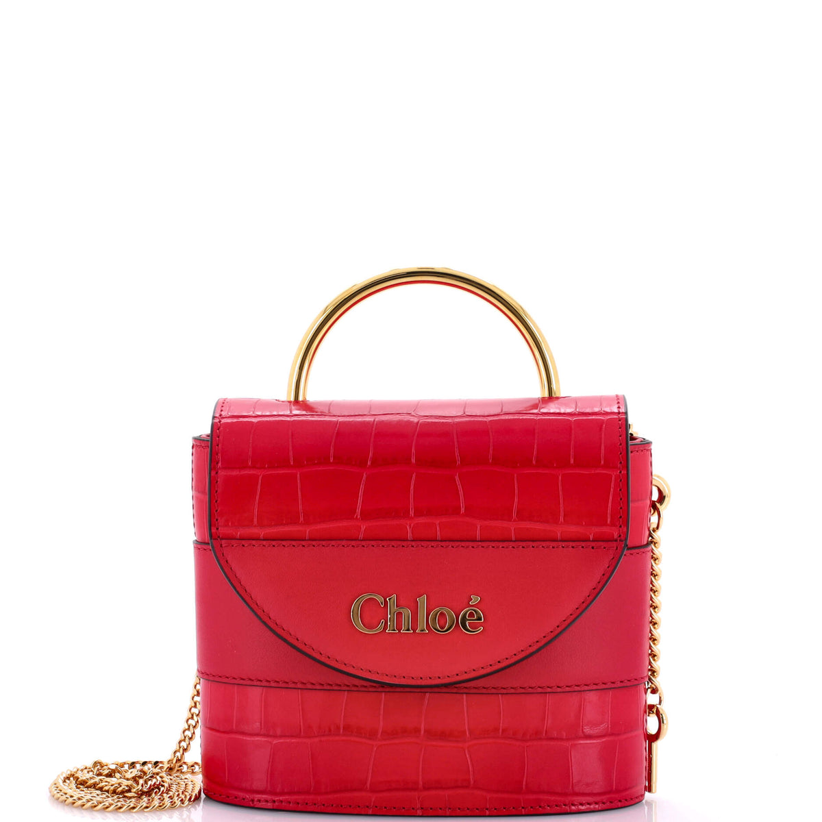Chloe CHLOE Aby Lock Bag Crocodile Embossed Leather Small