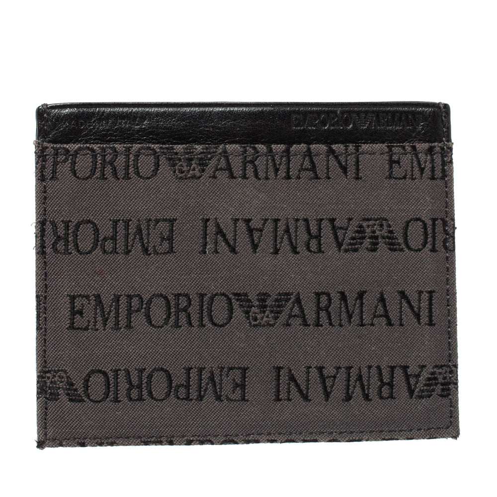 Emporio Armani Grey/Black Leather Card Holder