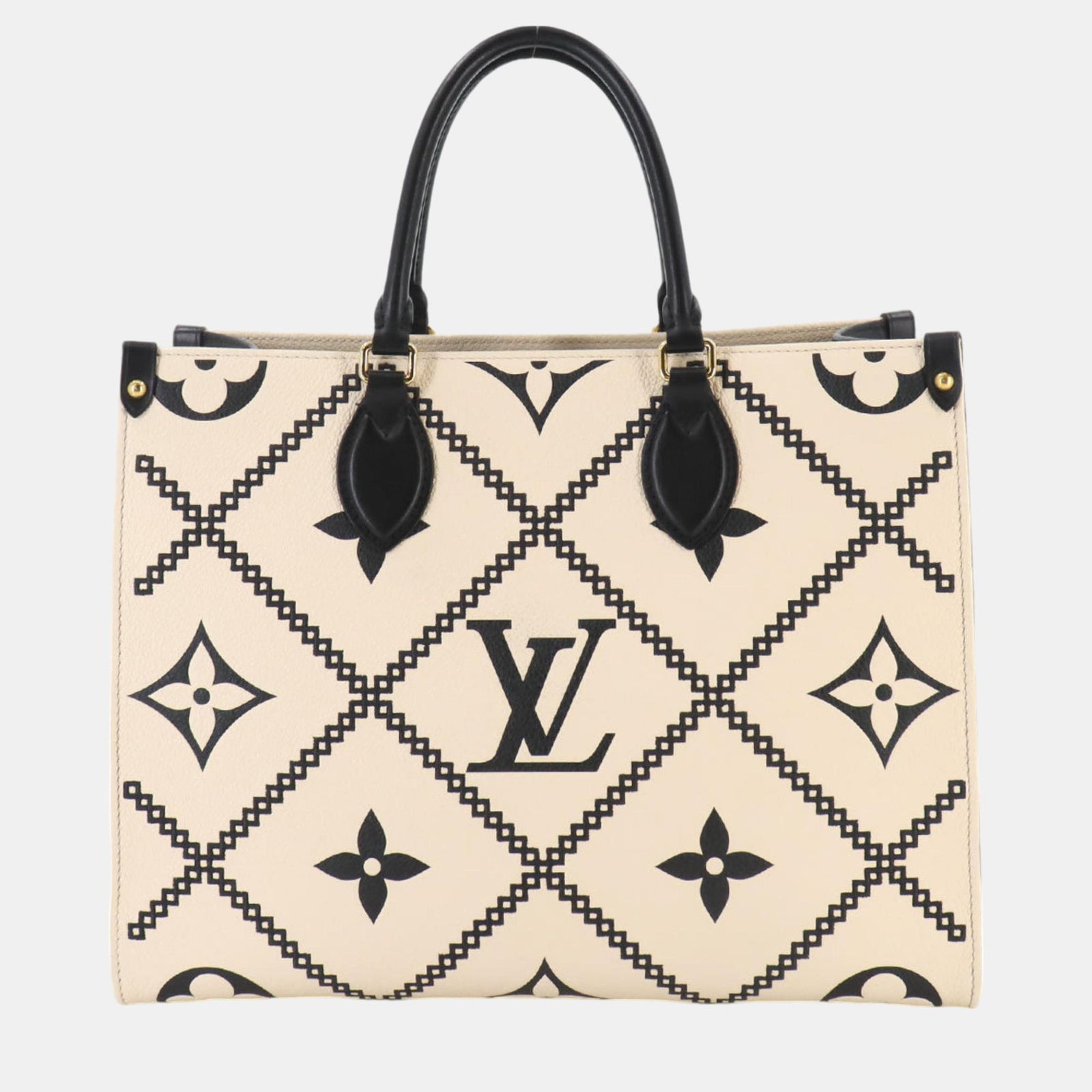 Louis Vuitton Creme Noir Monogram Empreinte On the Go MM-Einkaufstasche