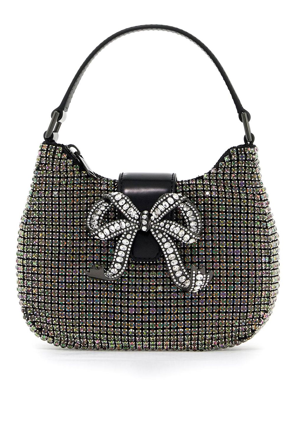 Self-Portrait Women's Mini Crescent Bow Bag With Crystals in Nero | PF24325MU
