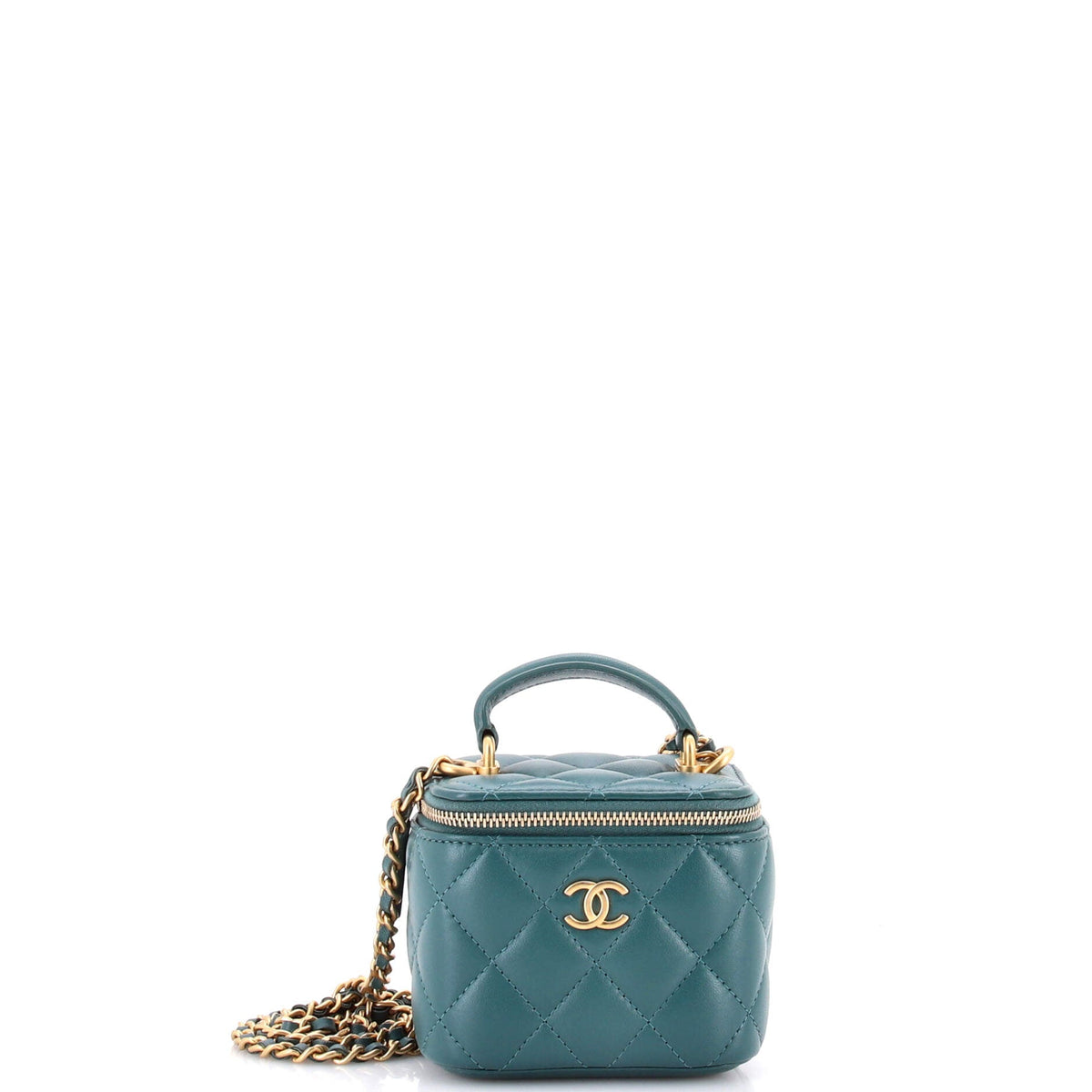 Chanel CHANEL Classic Top Handle Vanity Case with Chain Quilted Lambskin Mini