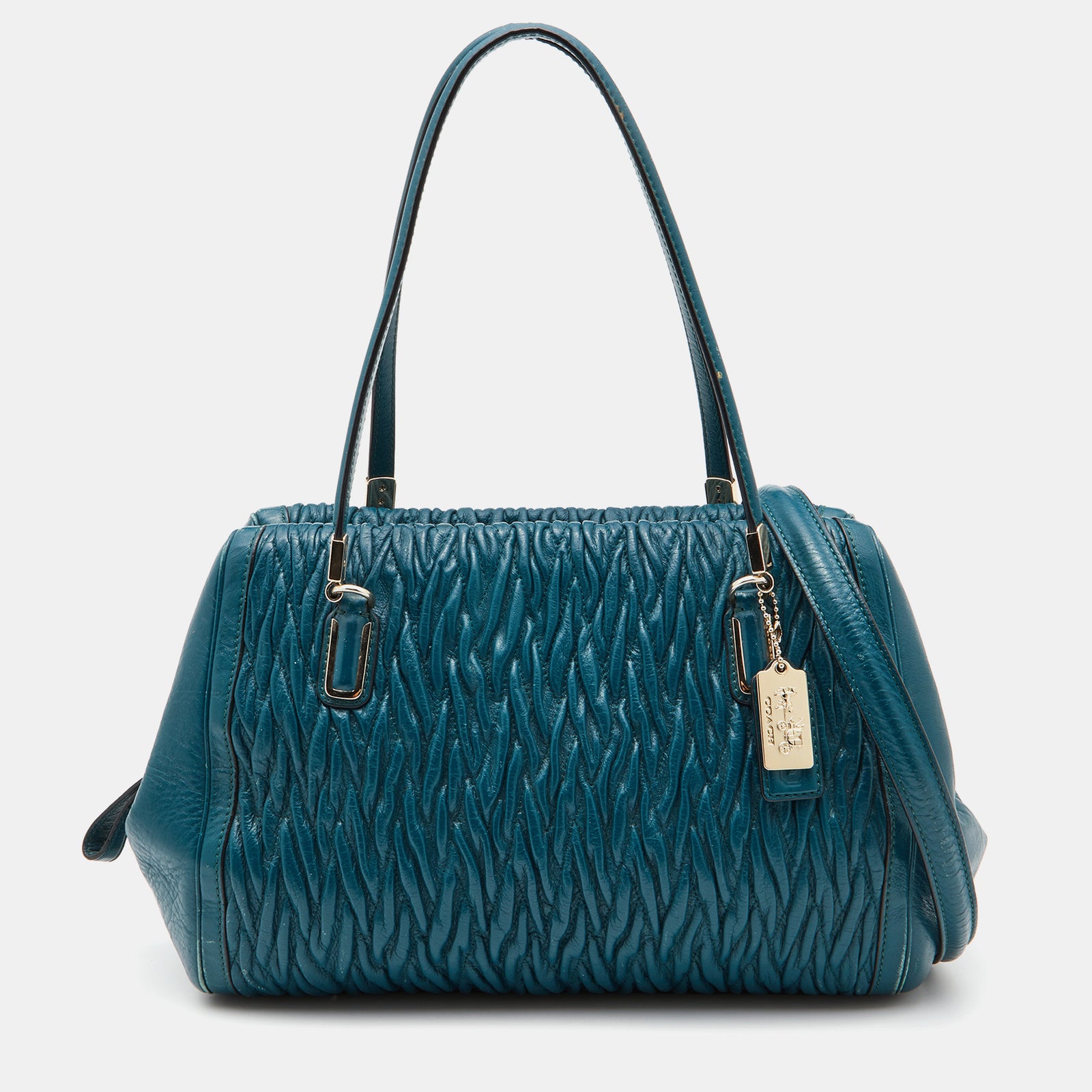 Coach Sacoche Madison Madeline Eastwest en cuir bleu torsadé