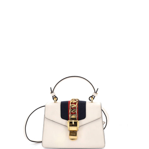 GUCCI Sylvie Top Handle Bag Leather Mini