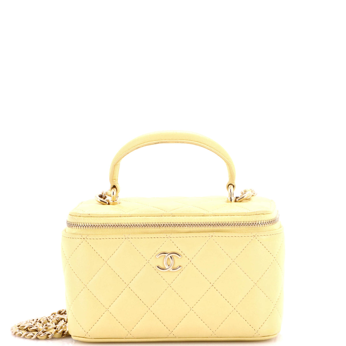 Chanel CHANEL Classic Top Handle Vanity Case with Chain Quilted Lambskin Small