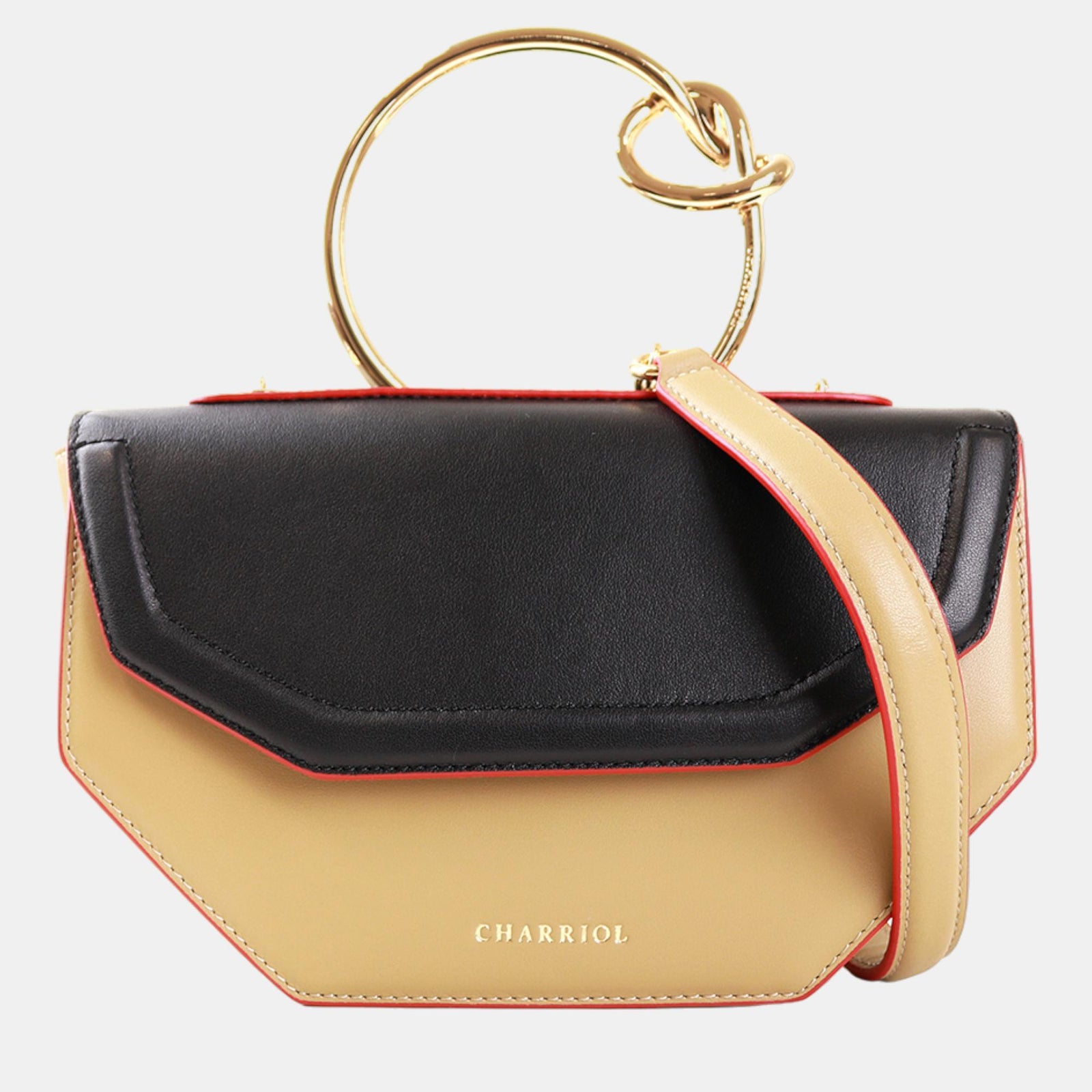 Charriol Yellow/Black Leather ZENITUDE Handbag