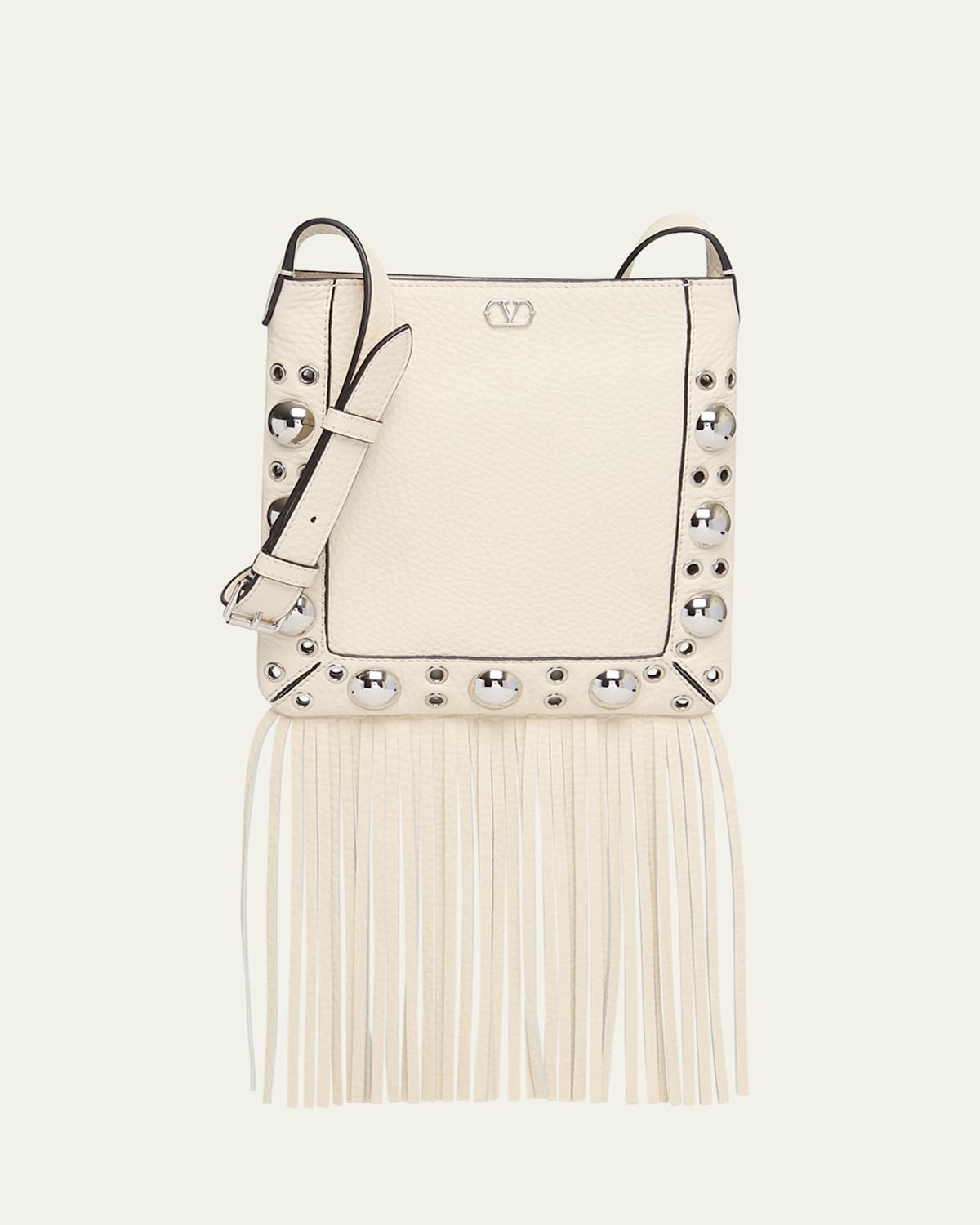 Valentino Nellcote Small Fringe Studded Leather Crossbody Bag