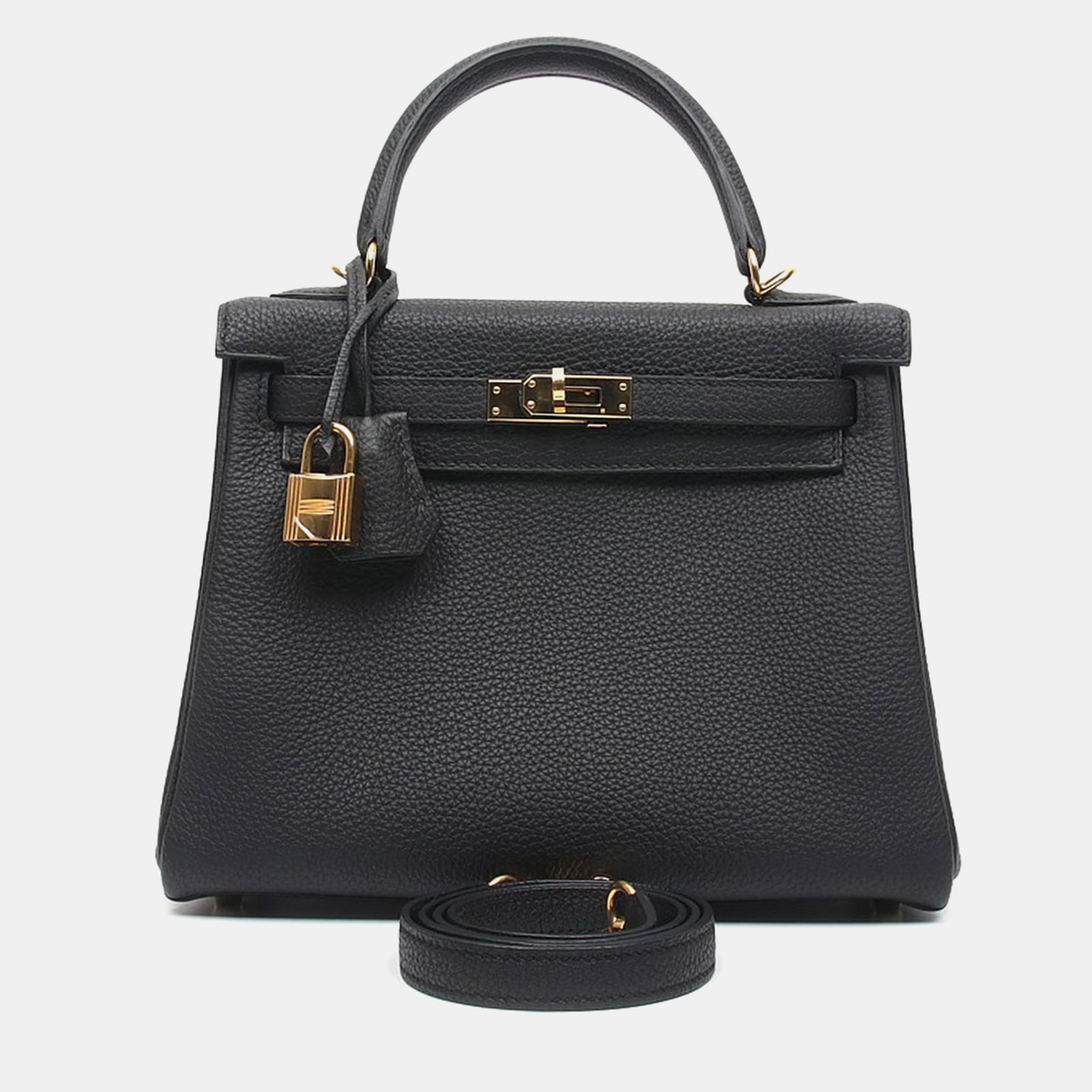 Herm?s Sac fourre-tout Kelly 25 en cuir noir Togo