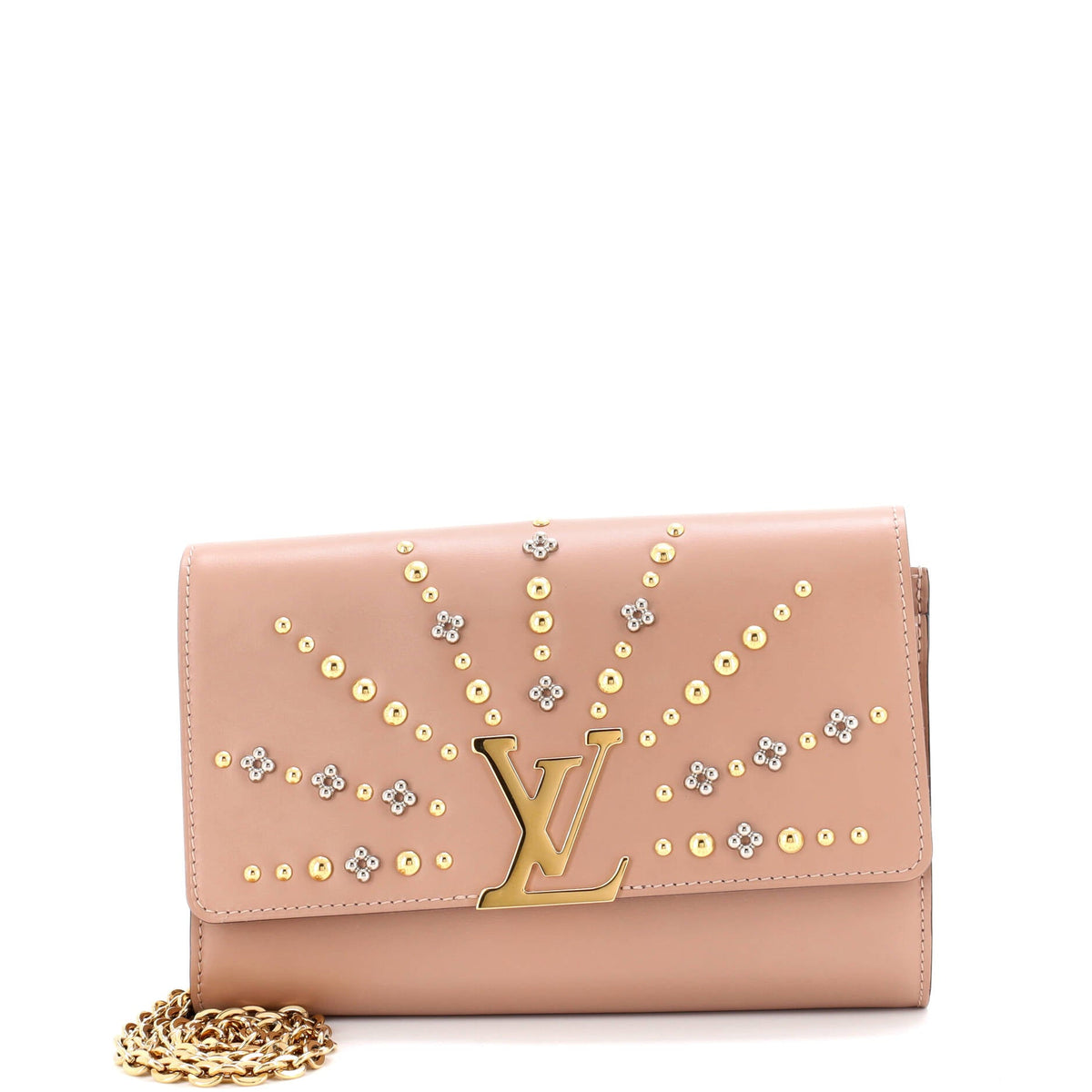 Louis Vuitton Chain Louise Clutch Studded Leather GM