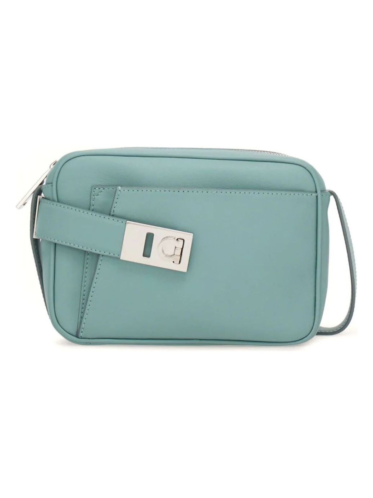 Ferragamo Women's Plain Leather Logo Shoulder Bag in Blue | Size UNICA | 2162920769551