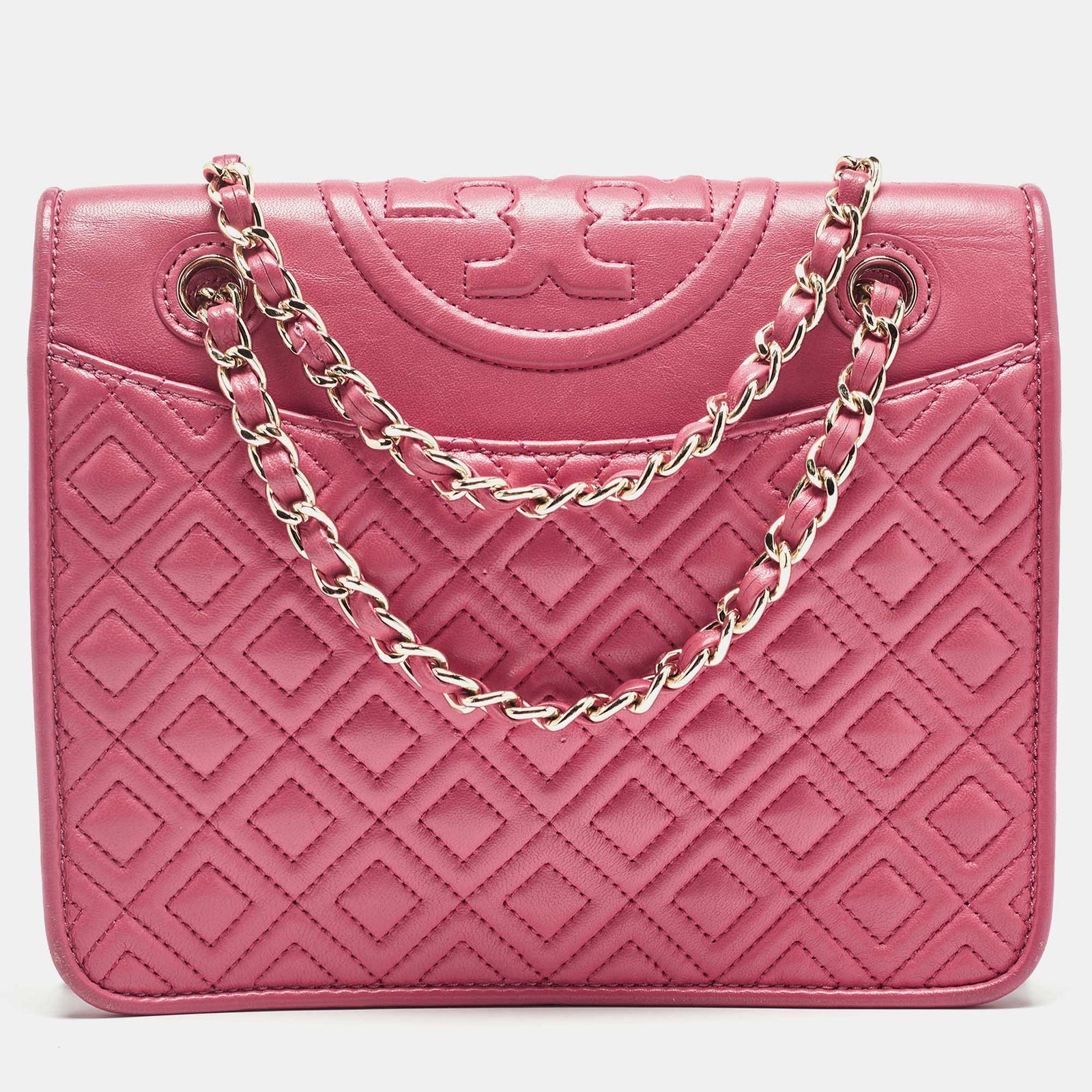 Tory Burch Pink Leather Small Fleming Shoulder Bag