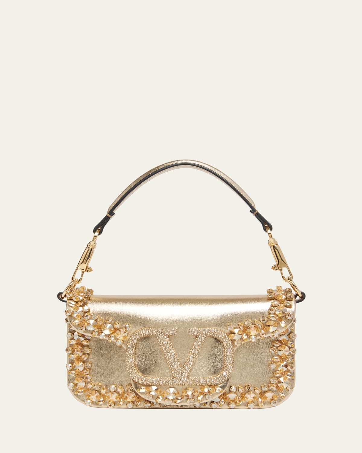 Valentino Locò Small Jeweled Leather Shoulder Bag