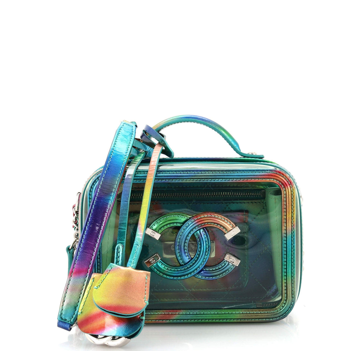 Chanel CHANEL Filigree Vanity Case PVC with Lambskin Small