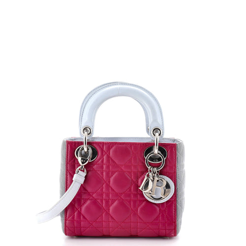 Tricolor Lady Dior Bag Cannage Quilt Leather Mini