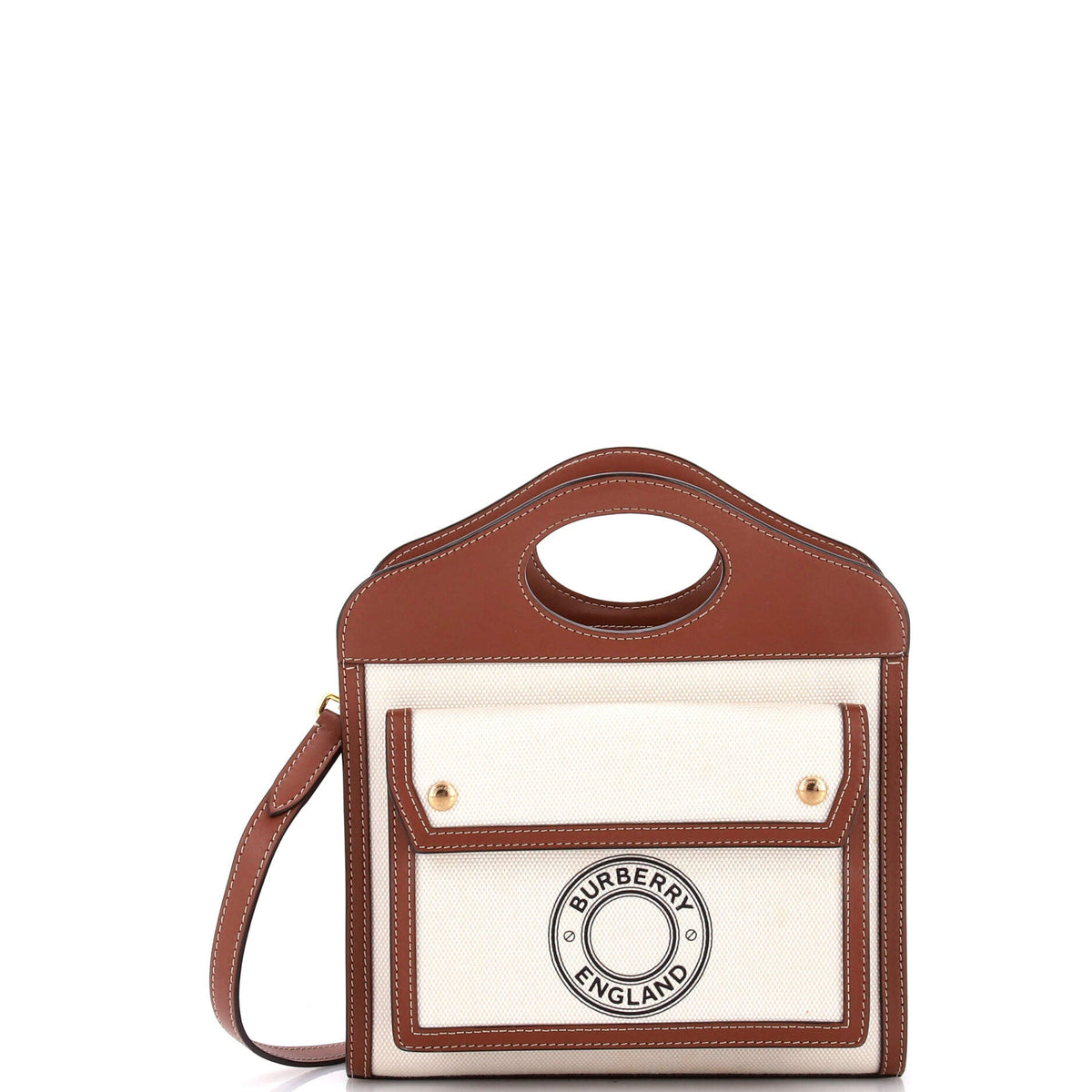Burberry Logo Pocket Tote Canvas with Leather Mini