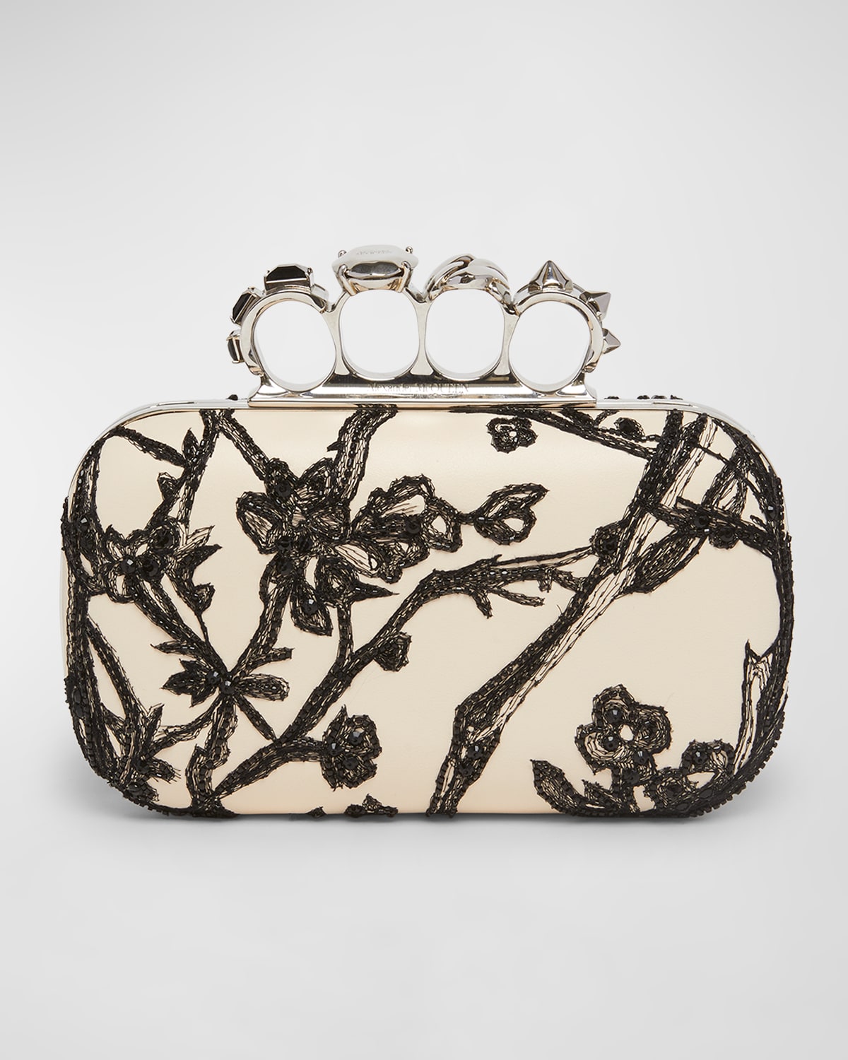 Alexander Mcqueen Floral Embellished Four-Ring Clutch Bag