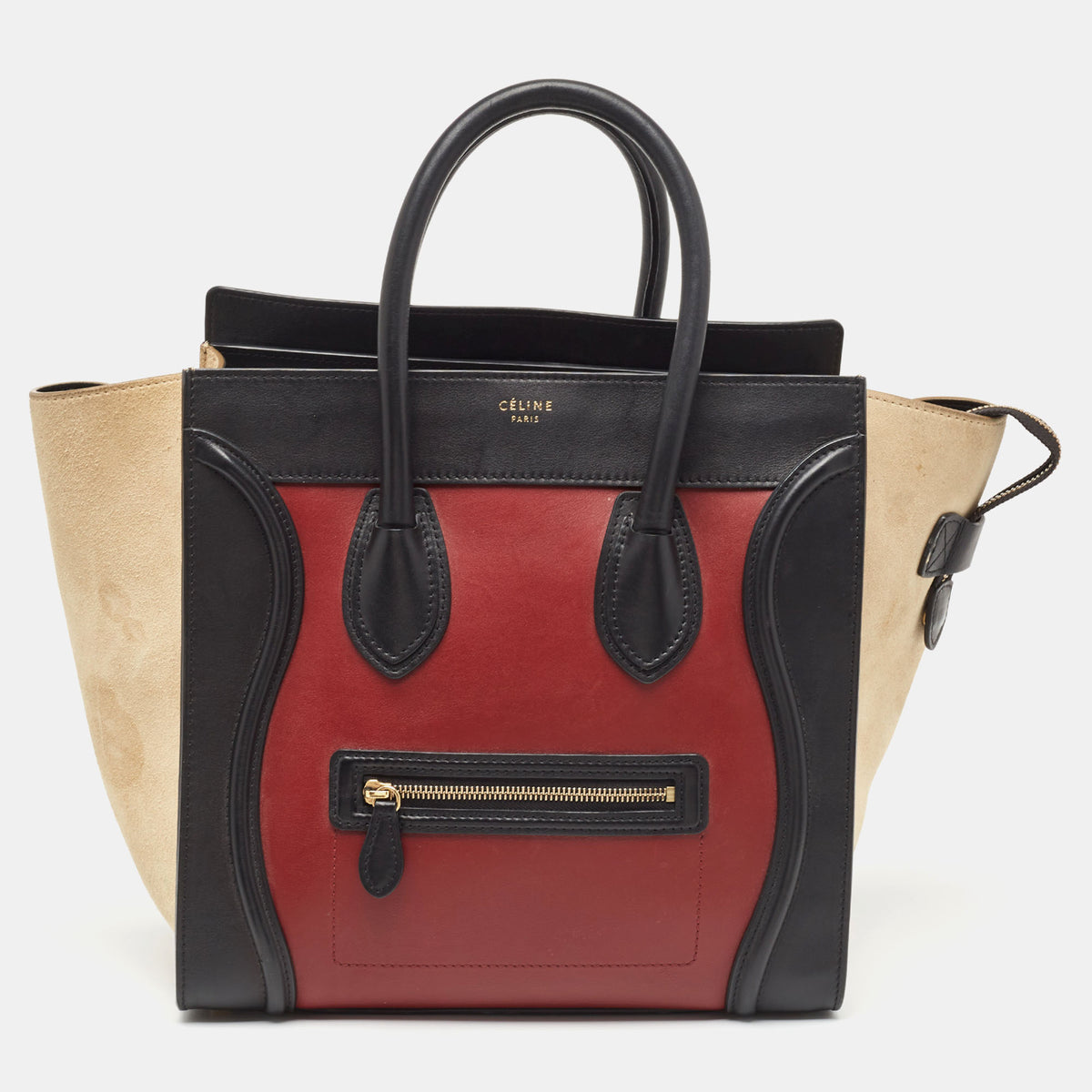 Celine Tricolor Leather and Suede Mini Luggage Tote
