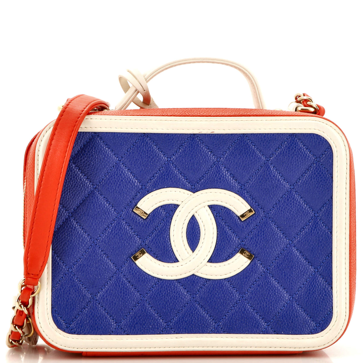 Chanel CHANEL Filigree Vanity Case Quilted Caviar Medium