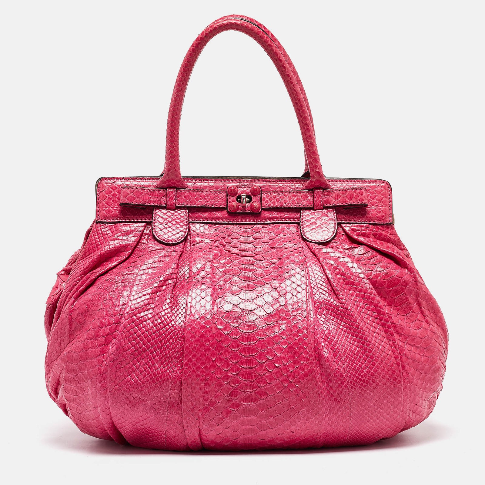 Zagliani Pink Python Puffy Hobo