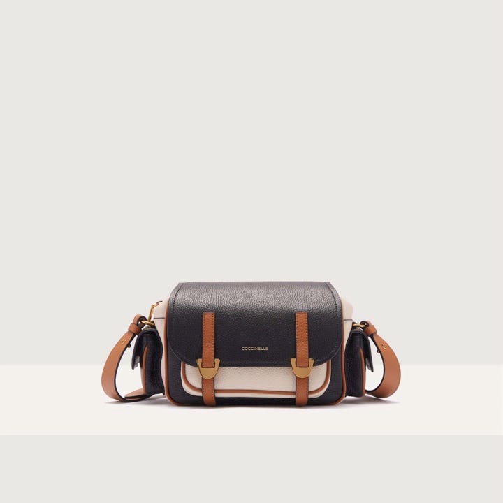 Coccinelle Grained Leather Crossbody Bag Campus Tricolor Small