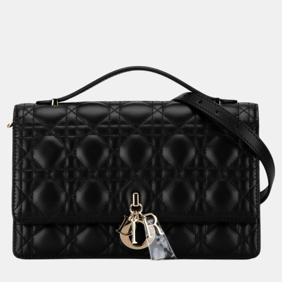 Dior Christian Black Lambskin  Cannage My Bag Handbag