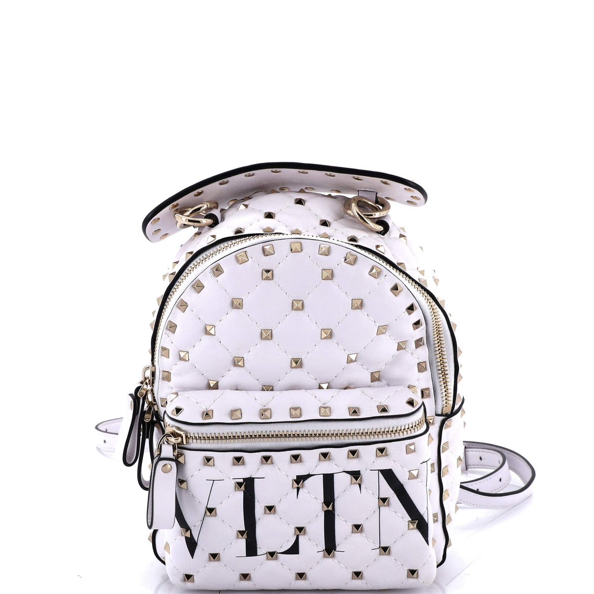 Valentino VALENTINO GARAVANI VLTN Rockstud Spike Backpack Quilted Printed Leather Mini