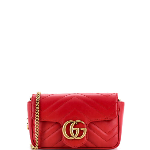 GUCCI GG Marmont Flap Bag Matelasse Leather Super Mini