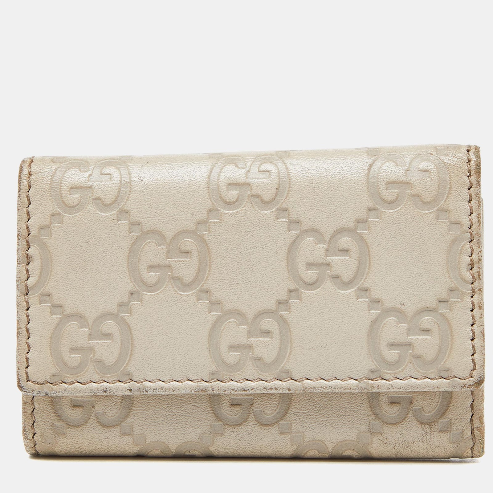 Gucci Beige Guccissima Leather Bow 6 Key Holder