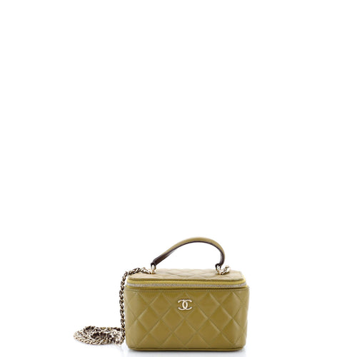 CHANEL Classic Top Handle Vanity Case with Chain Quilted Lambskin Small