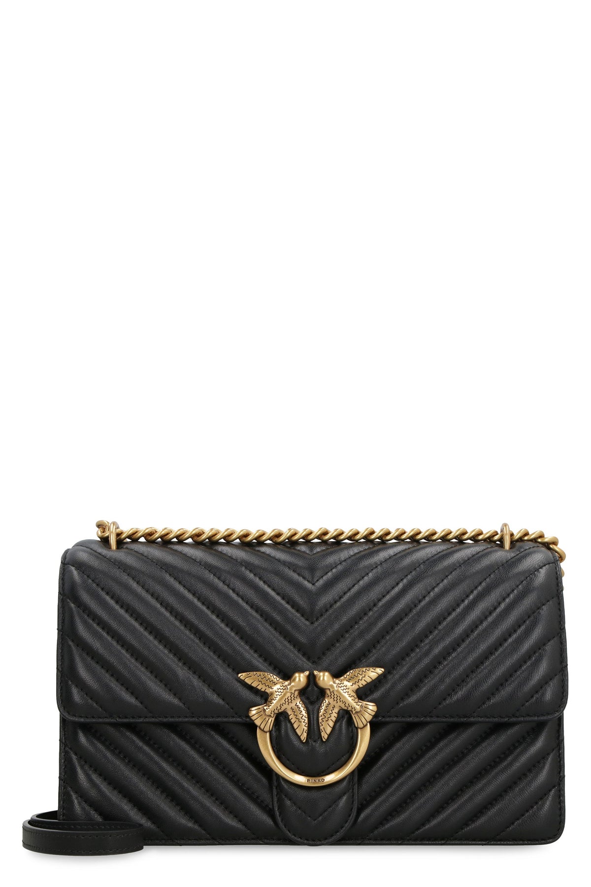 Pinko Women's Classic Love Bag One Leather Crossbody Bag in Black | 100941A0GK Color Z99Q