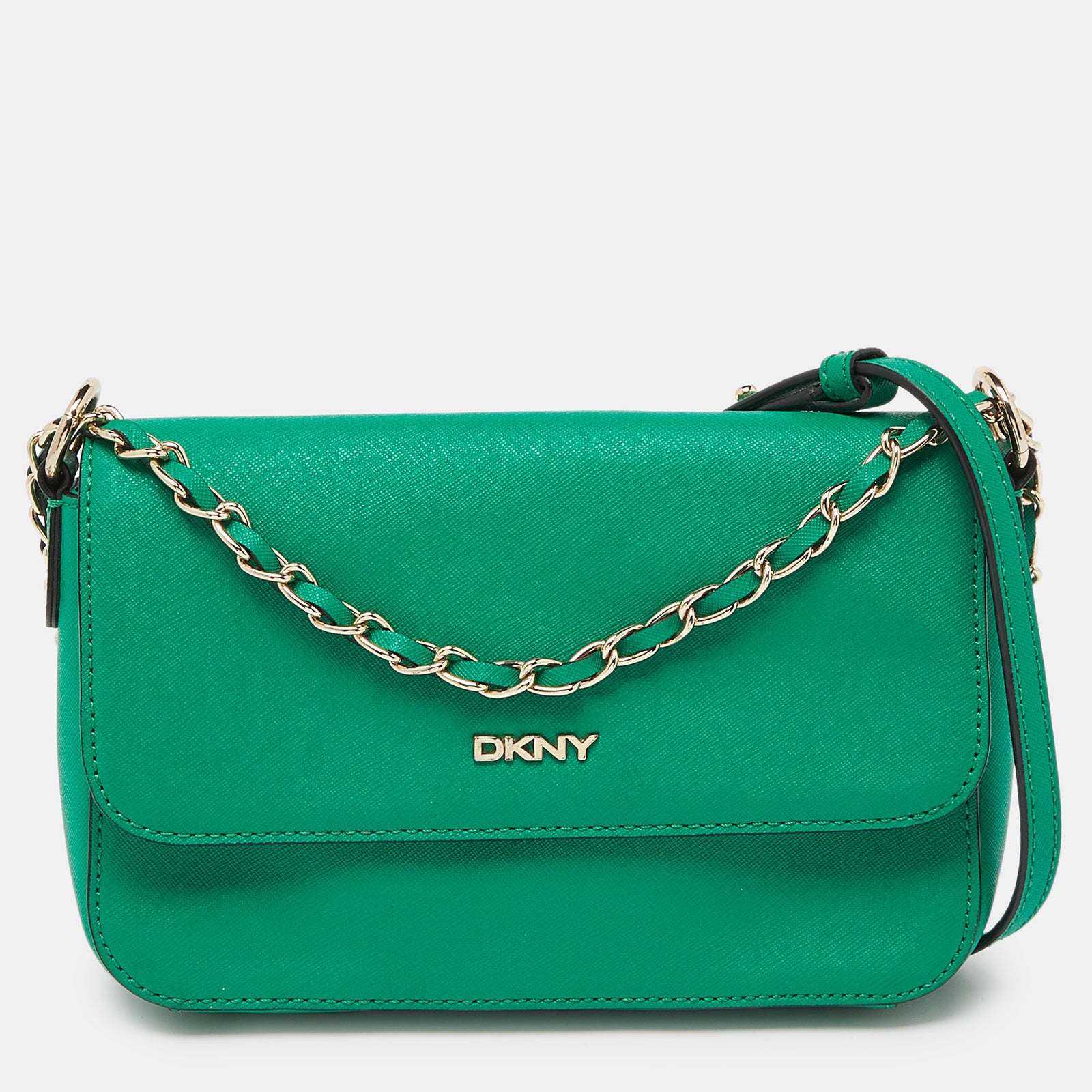 DKNY DKNY Green Leather Bryant Flap Crossbody Bag