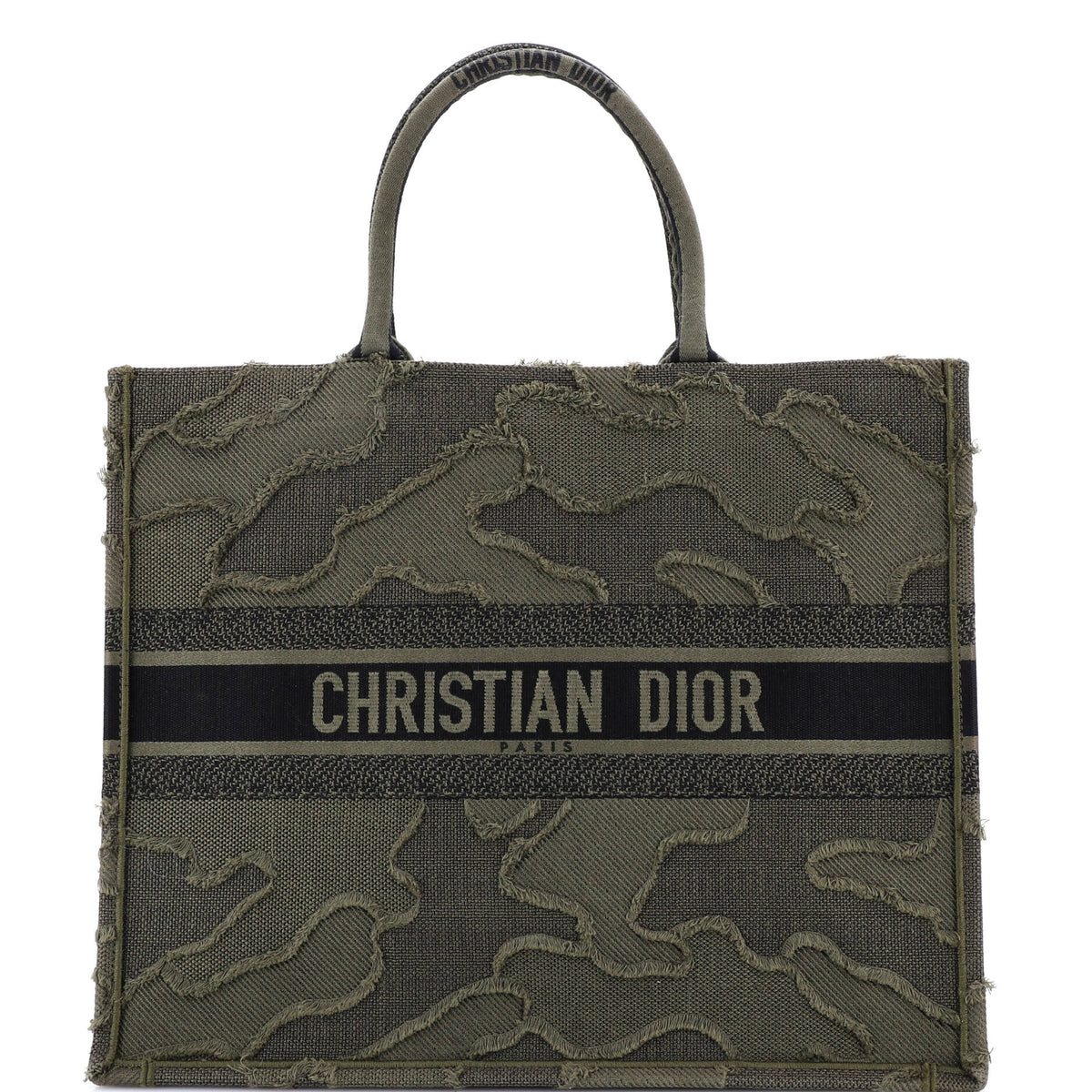 Christian Dior Book Tote Camouflage Embroidered Canvas Large