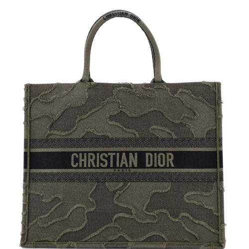 Book Tote Camouflage Embroidered Canvas Large
