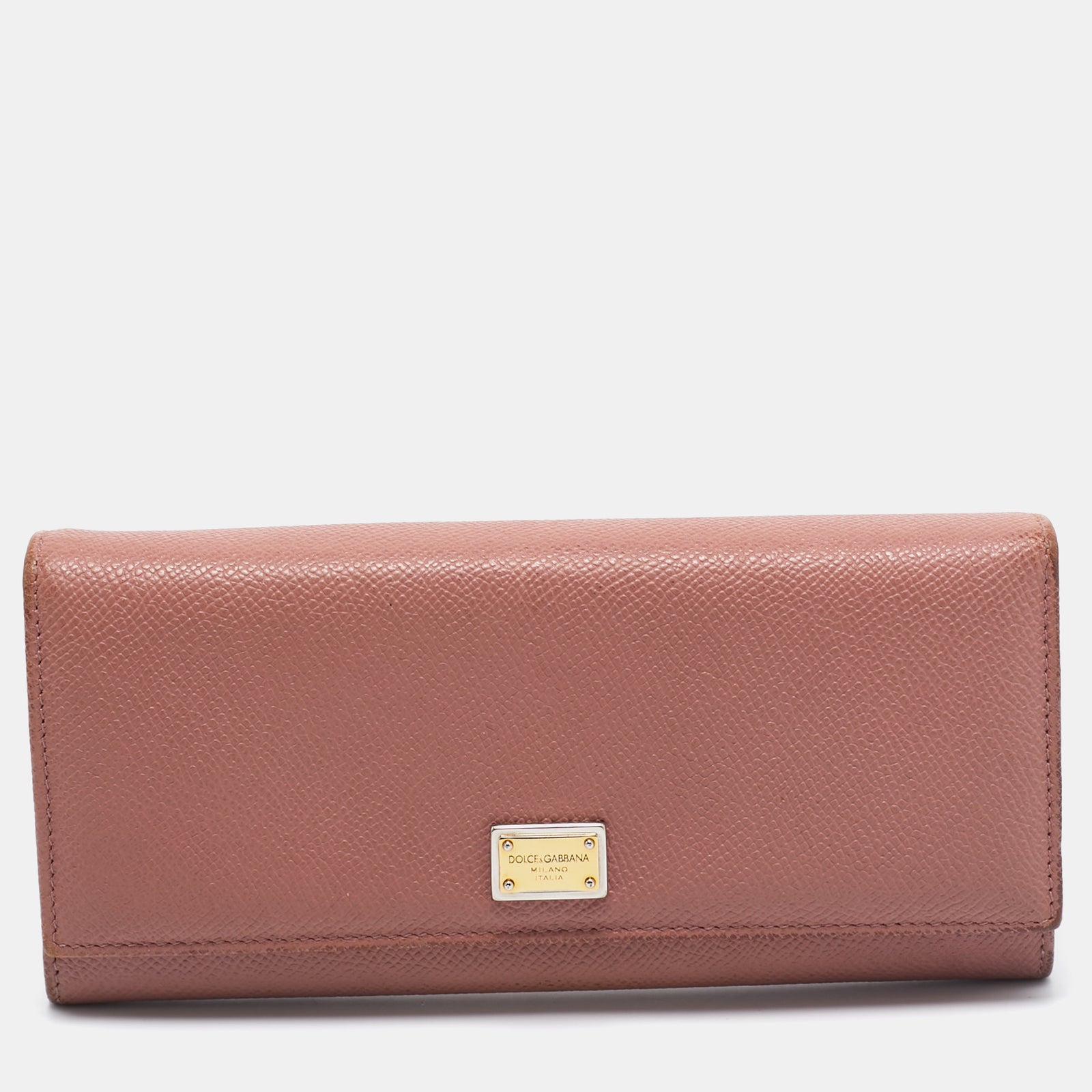 Dolce & Gabbana Dusty Pink Leather Flap Continental Wallet