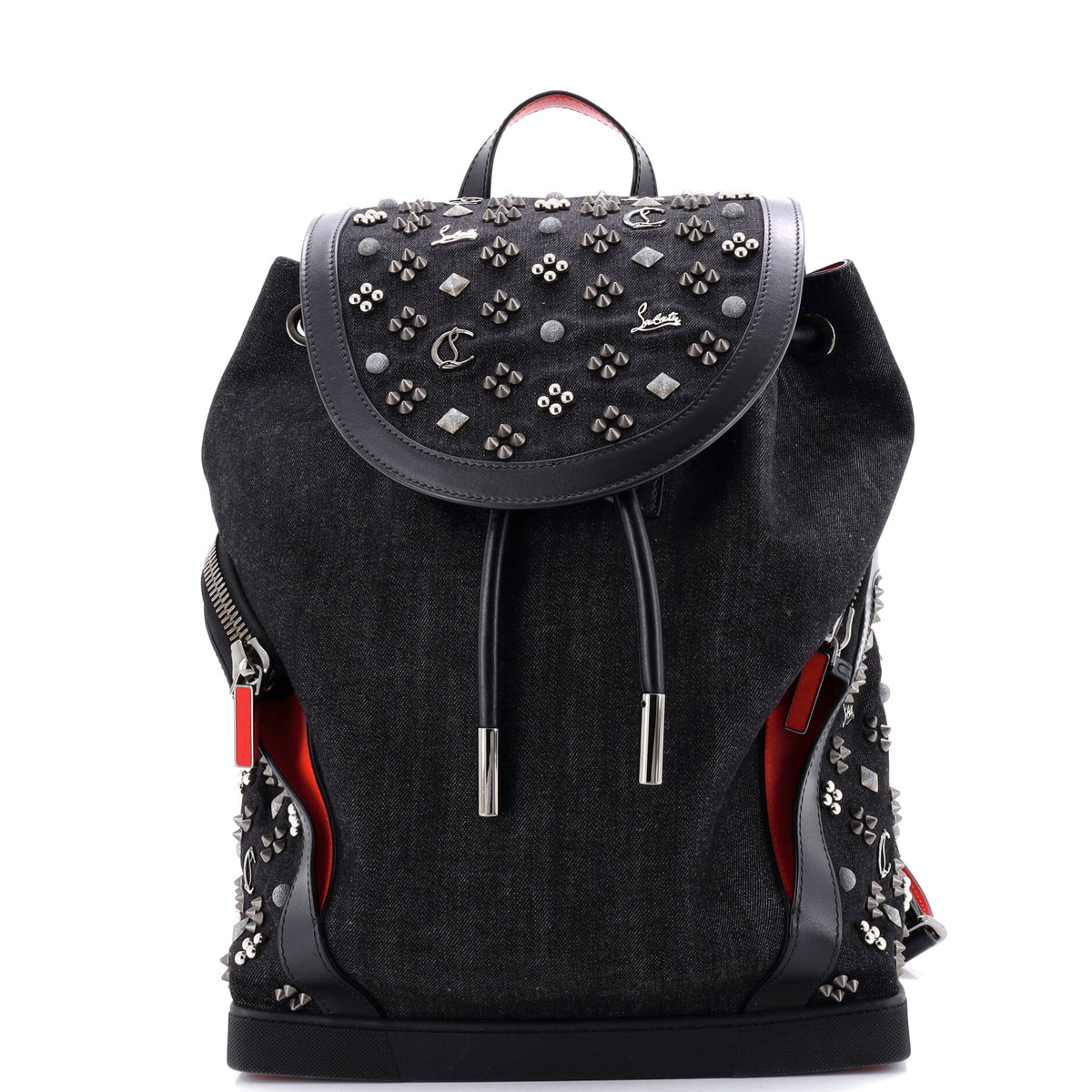Christian Louboutin Explorafunk Backpack Studded Denim with Leather