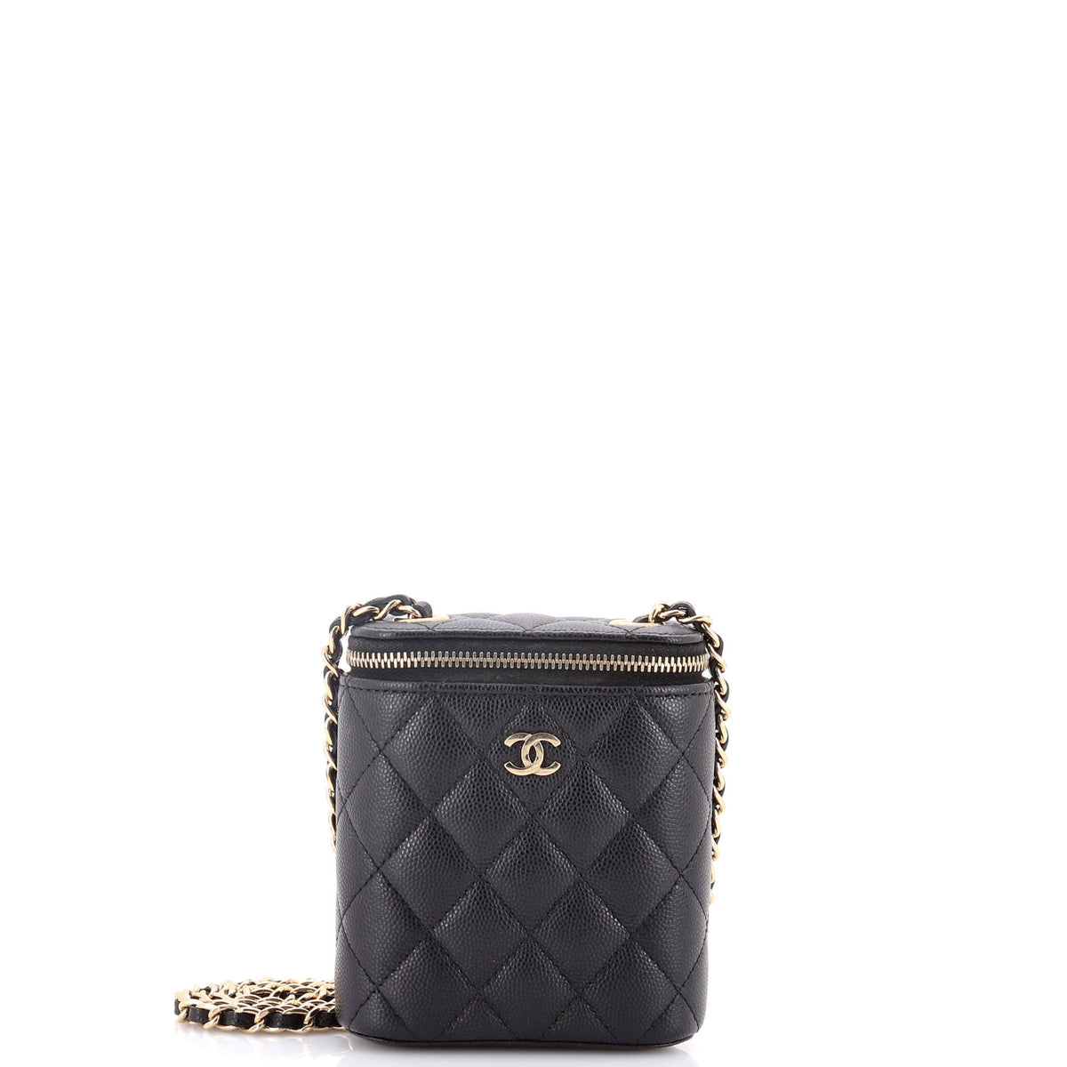Chanel CHANEL Vertical Classic Vanity Case with Chain Quilted Caviar Mini