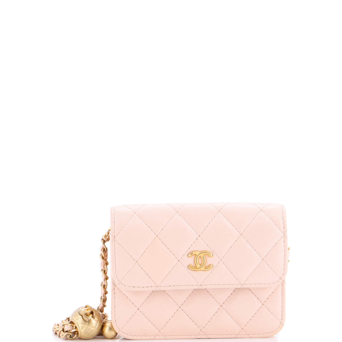 Chanel CHANEL Pearl Crush Flap Clutch with Chain Quilted Lambskin Mini